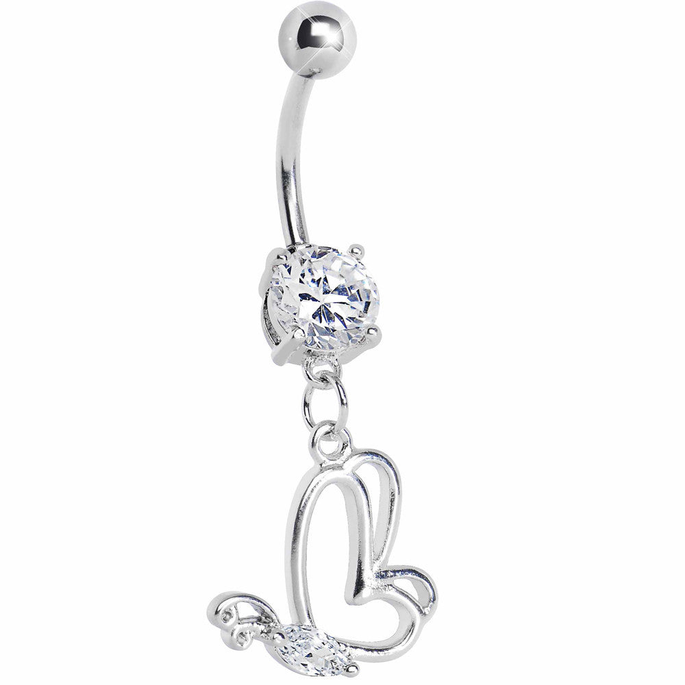 Crystalline Gem Hollow Wing Butterfly Belly Ring