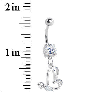 Crystalline Gem Hollow Wing Butterfly Belly Ring