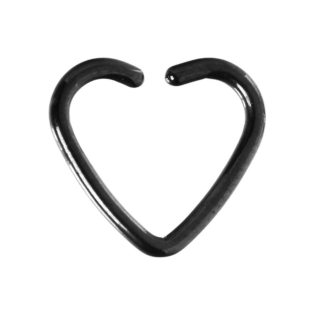 16G Black Anodized Hollow Heart Daith Cartilage Closure Ring