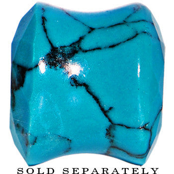 5/8 Turquoise Semi Precious Stone Faceted Double Flare Plug