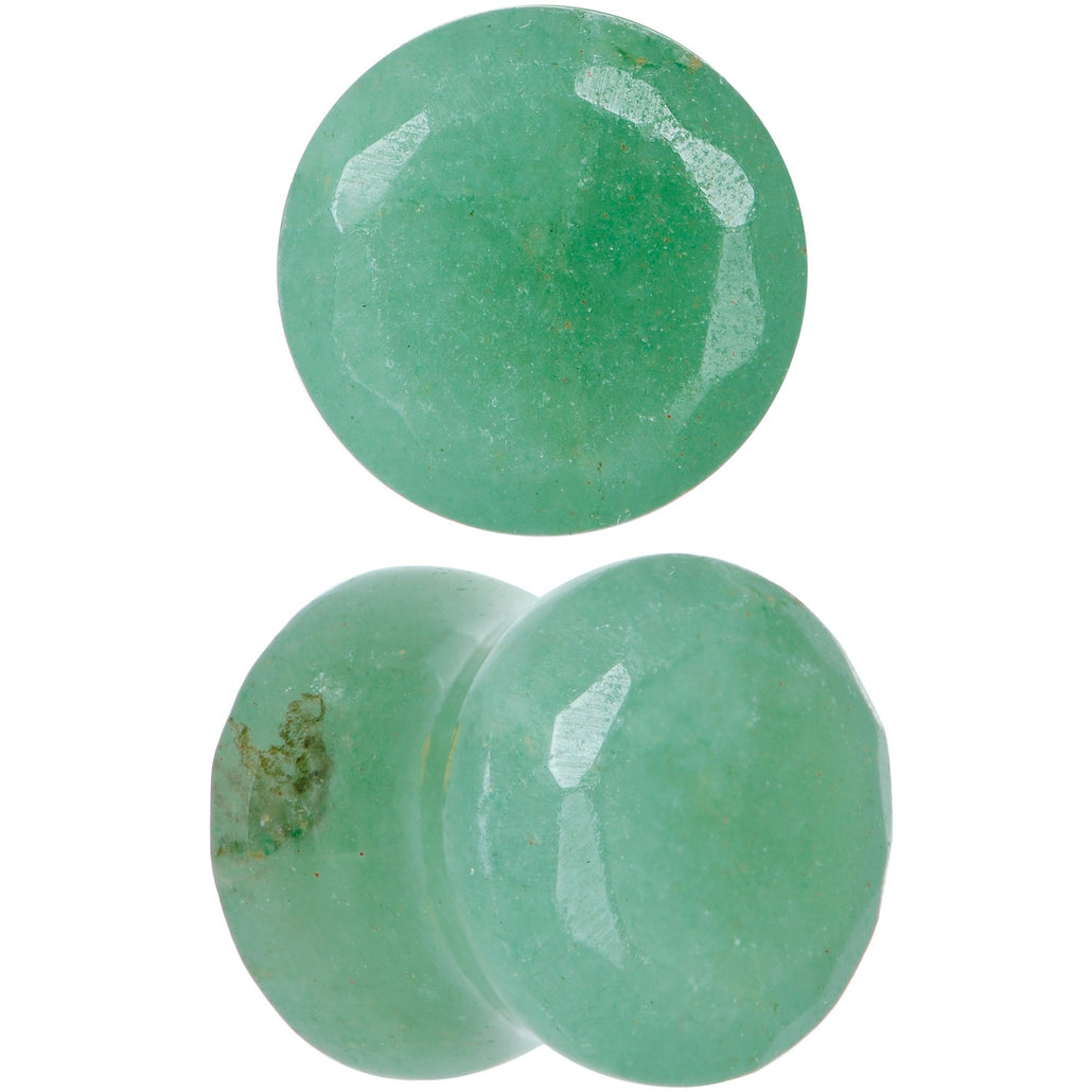 00 Gauge Green Aventurine Semi Precious Stone Faceted Double Flare Plug