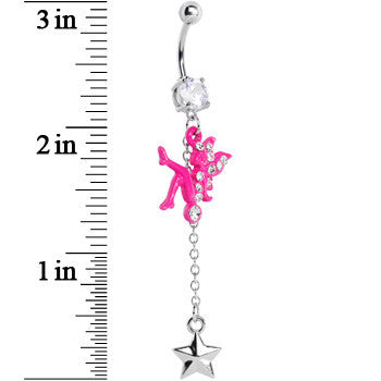 Crystalline Gem Pink Fairy Nautical Star Drop Belly Ring