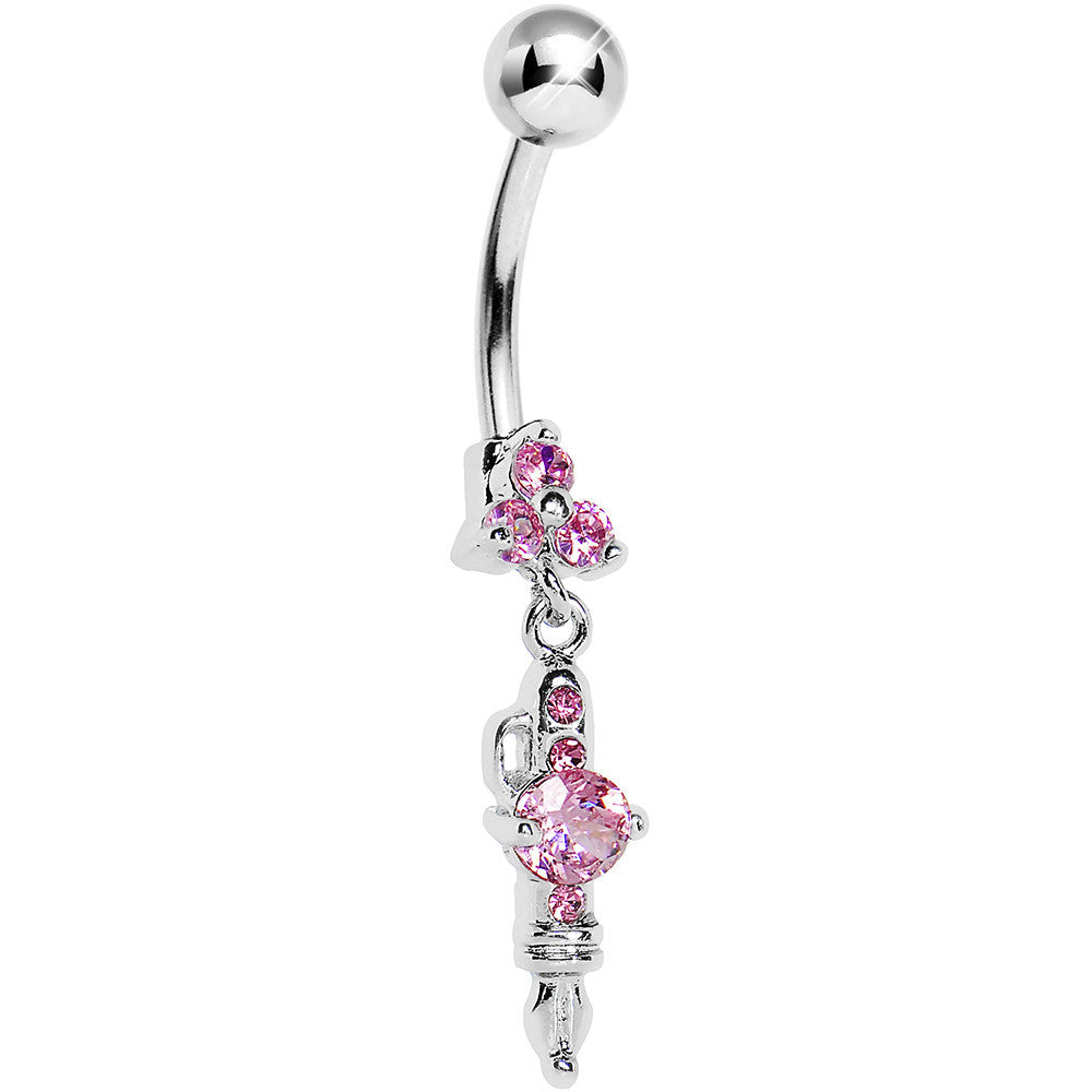 Pink Gem Fab Fountain Pen Dangle Belly Ring