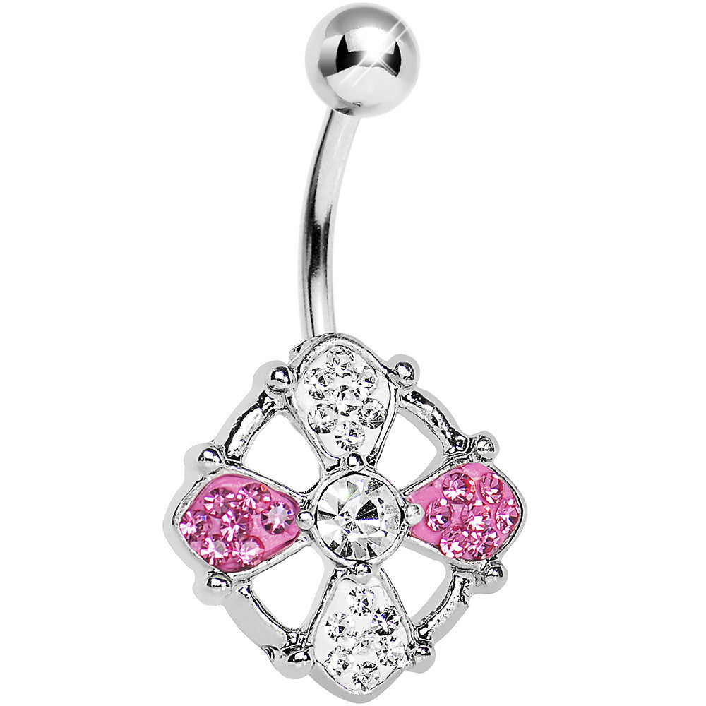 Crystalline Gem Pink Kingdom Cross Belly Ring