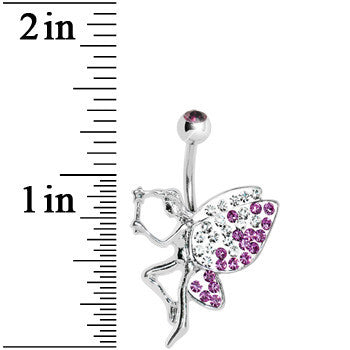 Violet Gem Sparkle Wing Wish Fairy Belly Ring