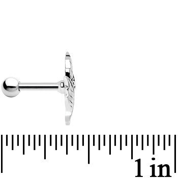 Silver 925 Clear Gem Leaf Cartilage Tragus Earring