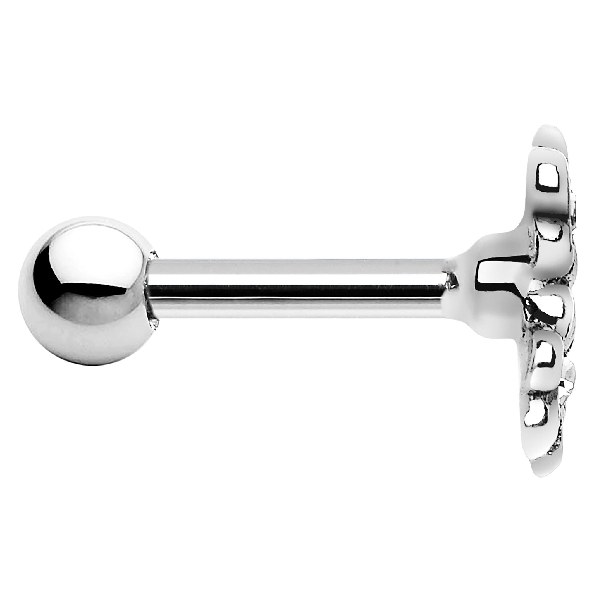 Silver 925 Clear CZ Dual Flower Cartilage Tragus Earring