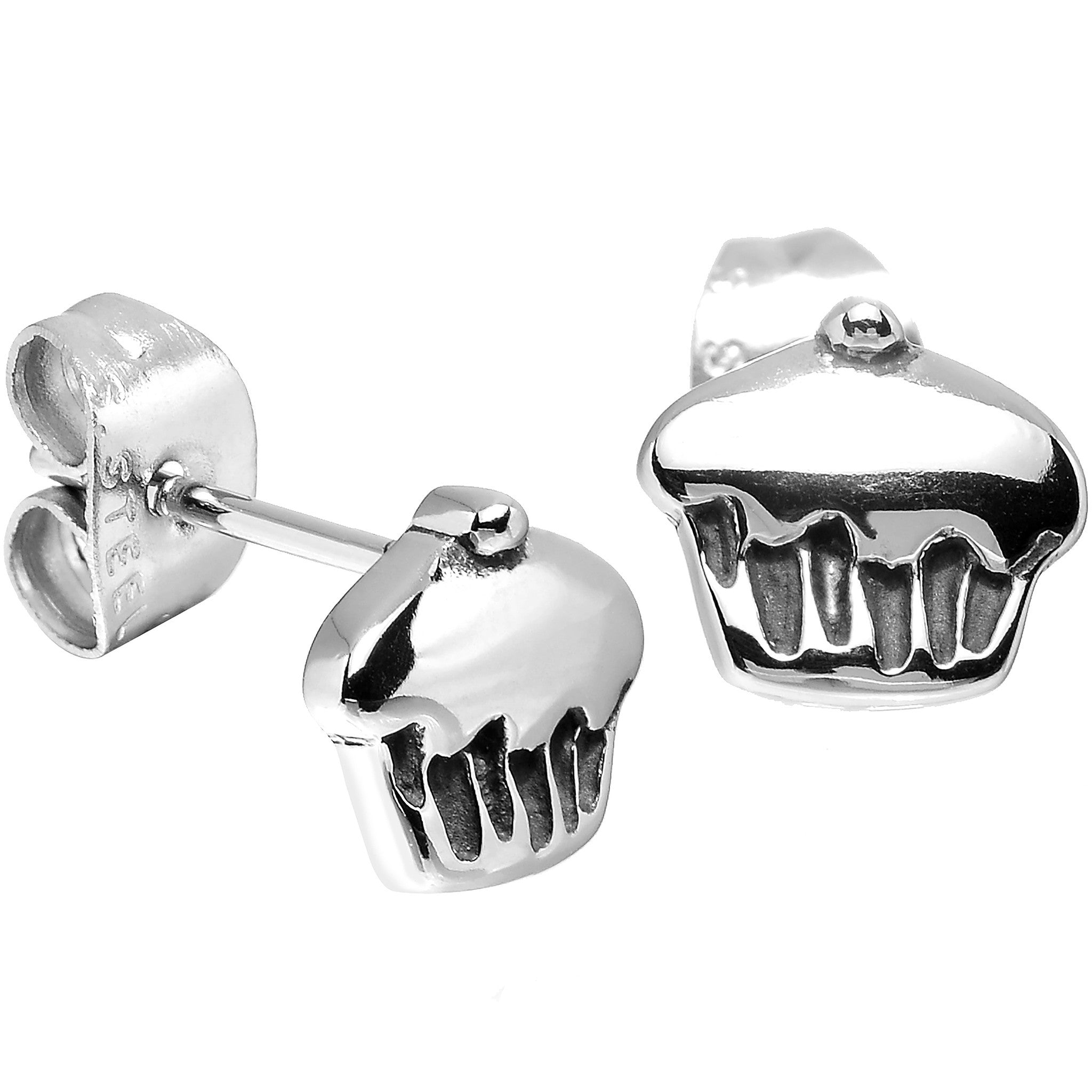 316L Stainless Steel Cupcake Stud Earrings
