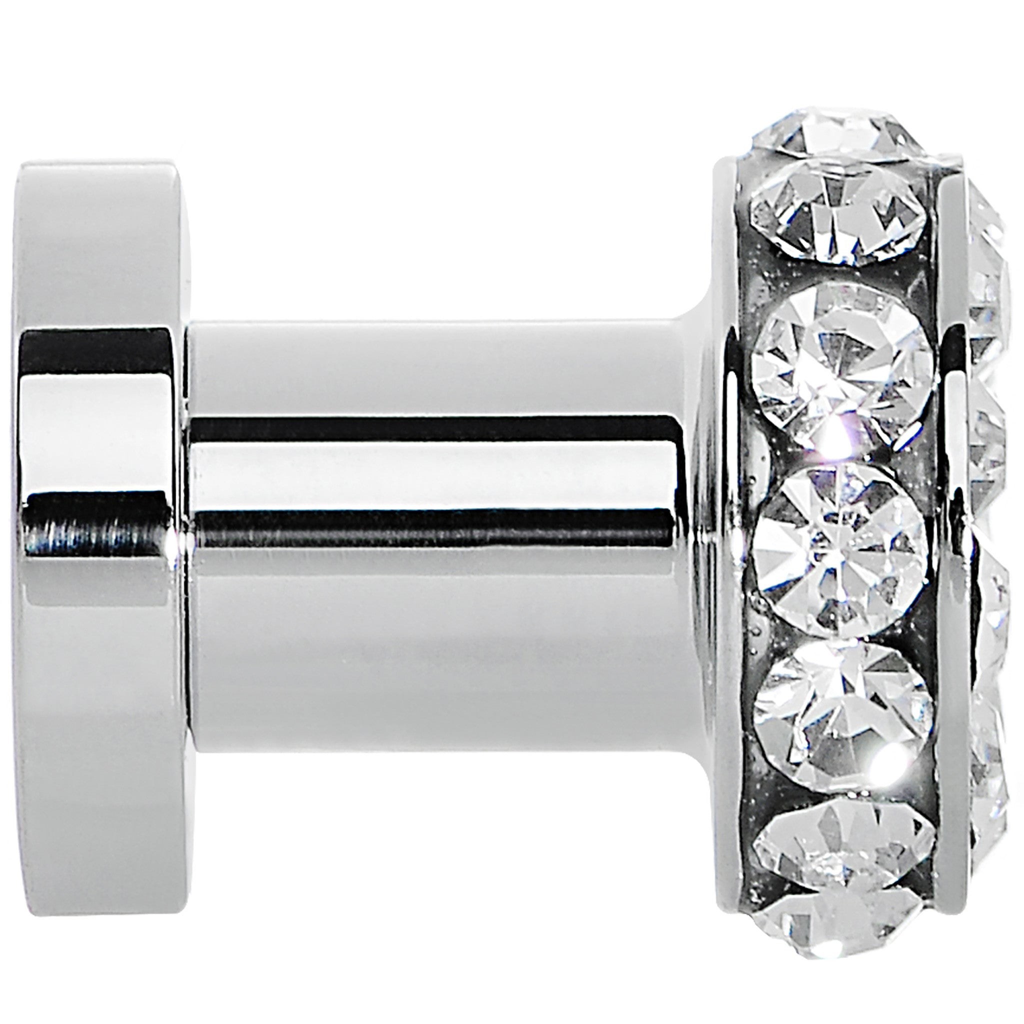 4G Clear Gem Stainless Steel Double Bling Screw Fit Tunnel Plug