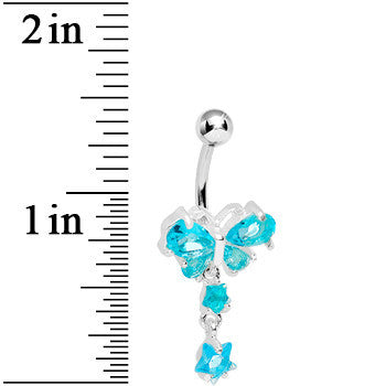 Aqua Crystal Butterfly Starshine Dangle Belly Ring