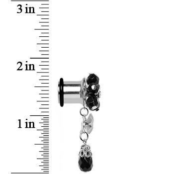 Steel Black Flower Mesh Bow Dangle Plug Sizes 5mm to 12mm