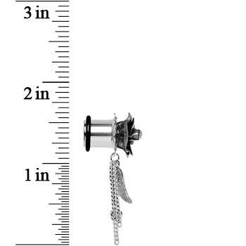 Midnight Gem Rose Flower Angel Wing Dangle Plug Sizes 6mm to 12mm
