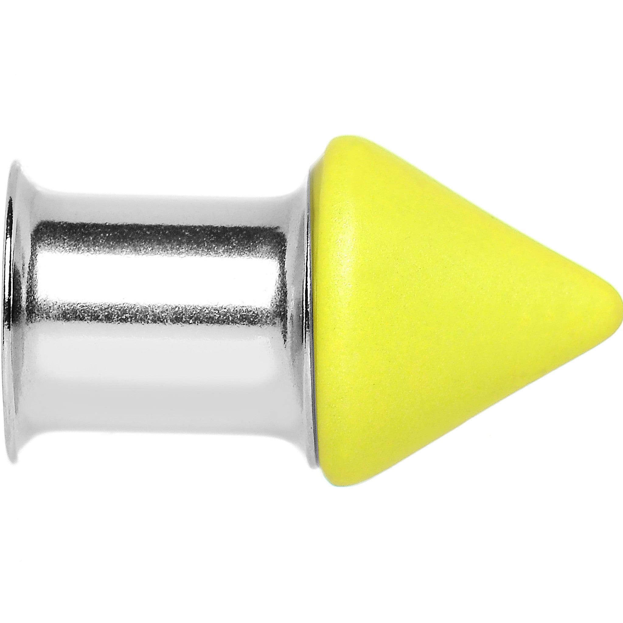 0G Yellow Neon Cone Stainless Steel Plug