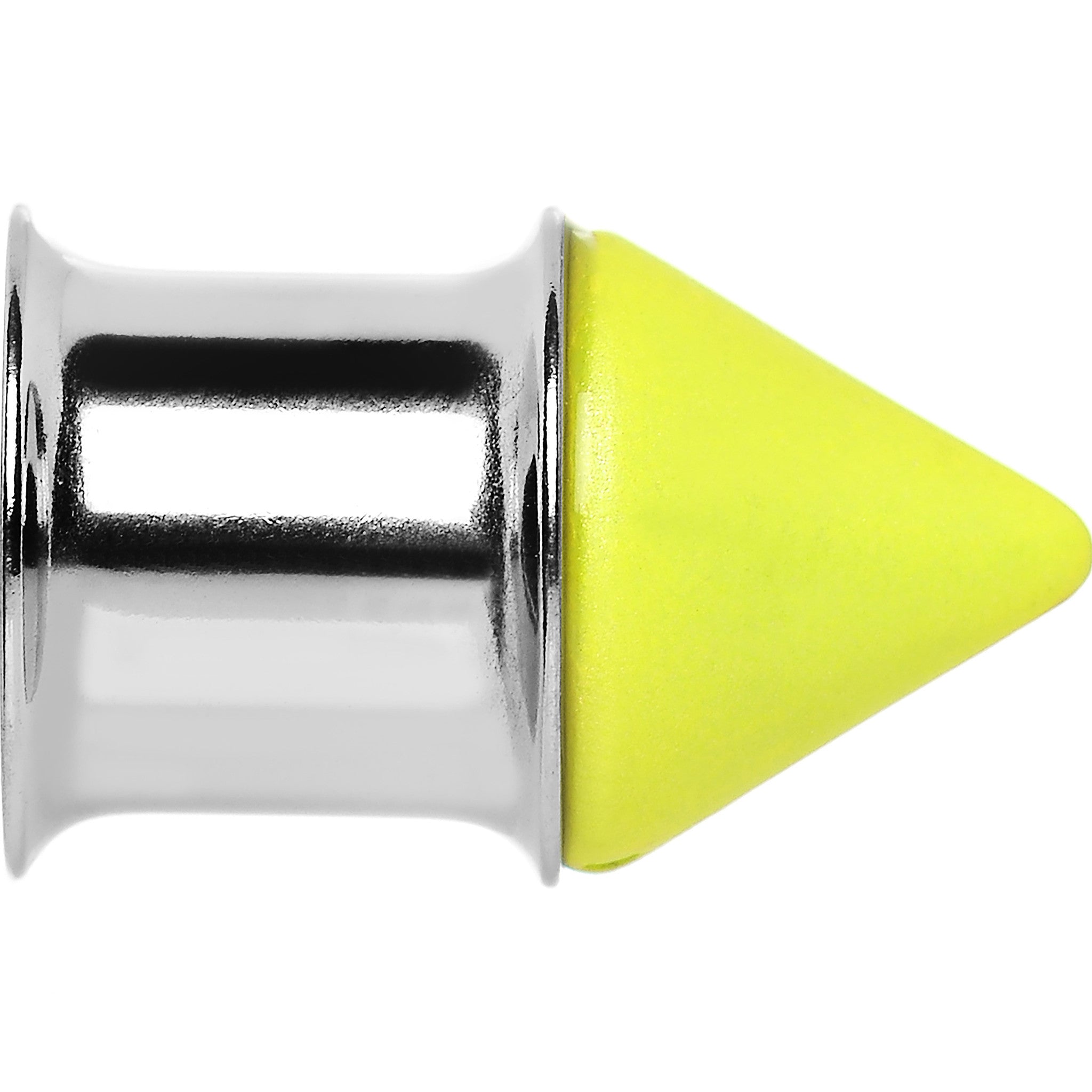 00 Gauge Yellow Neon Cone Stainless Steel Plug