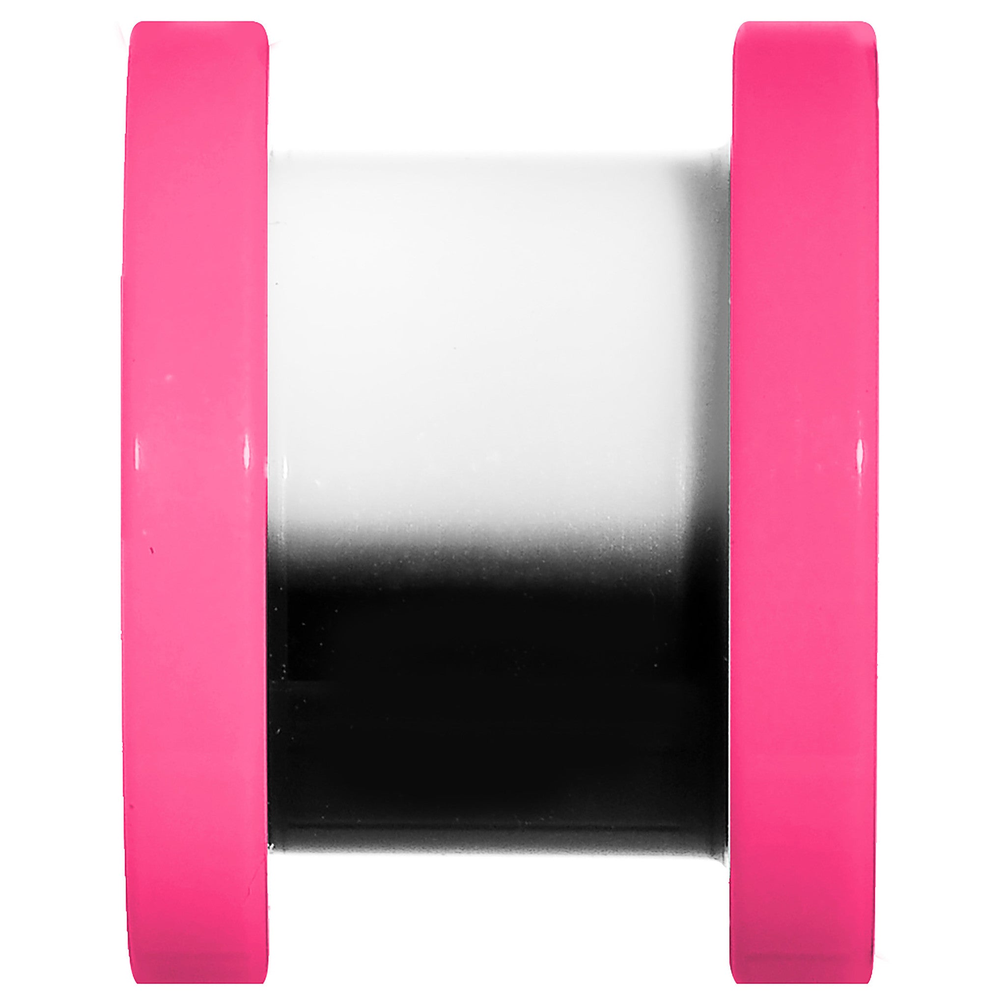 00 Gauge Pink Neon Acrylic Modern Yin Yang Screw Fit Tunnel Plug
