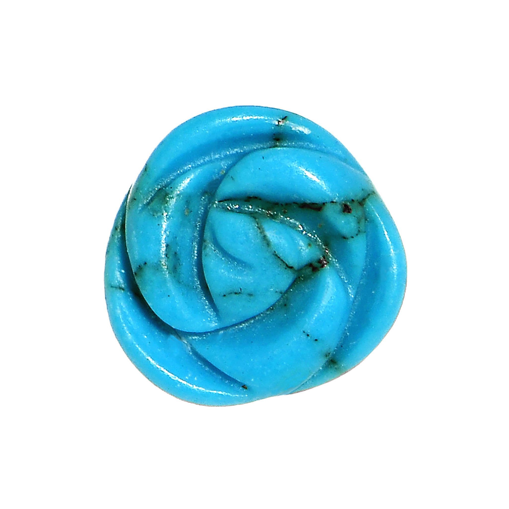0G Natural Blue Turquoise Blooming Flower Stone Saddle Plug