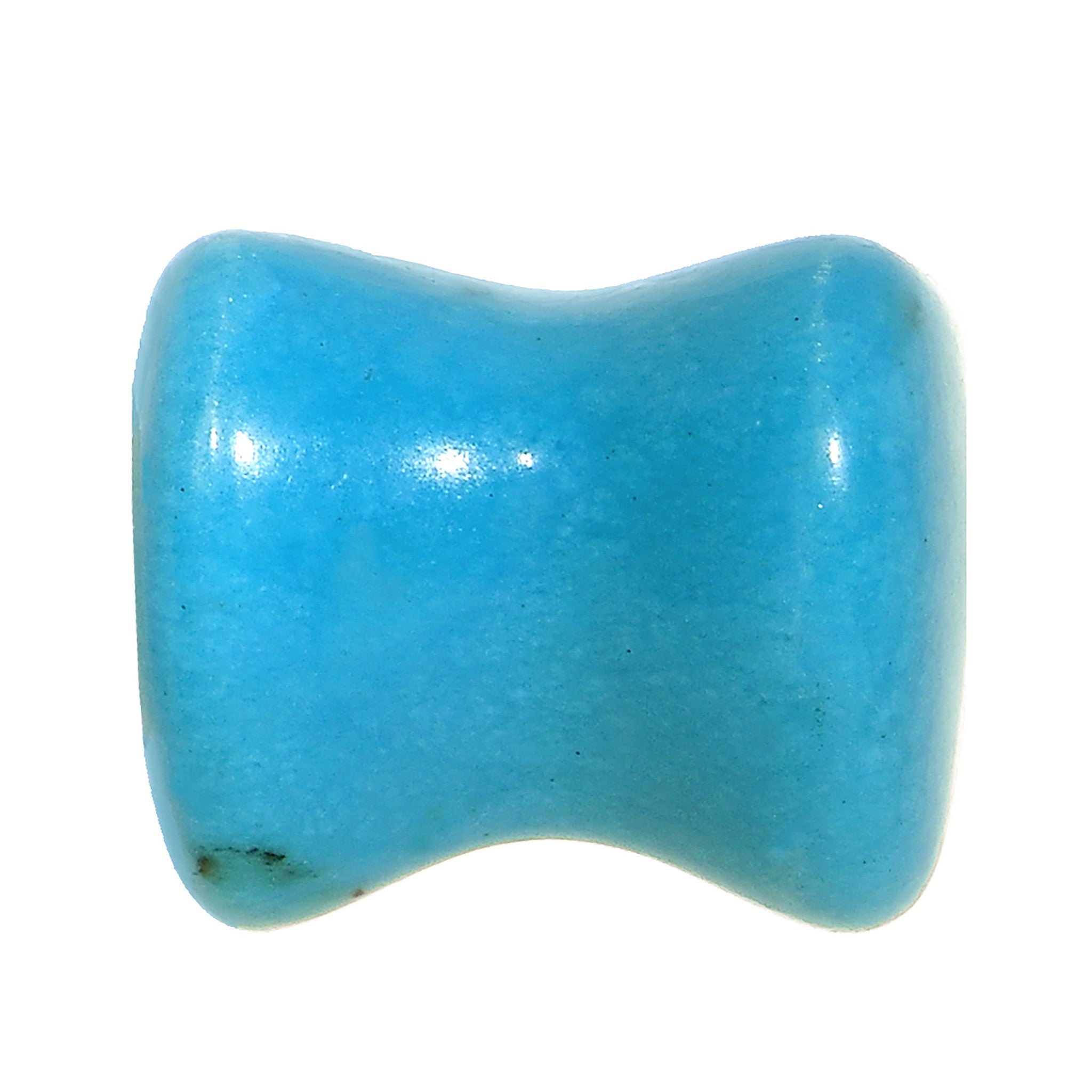 0 Gauge Natural Blue Turquoise Sweet Heart Stone Saddle Plug