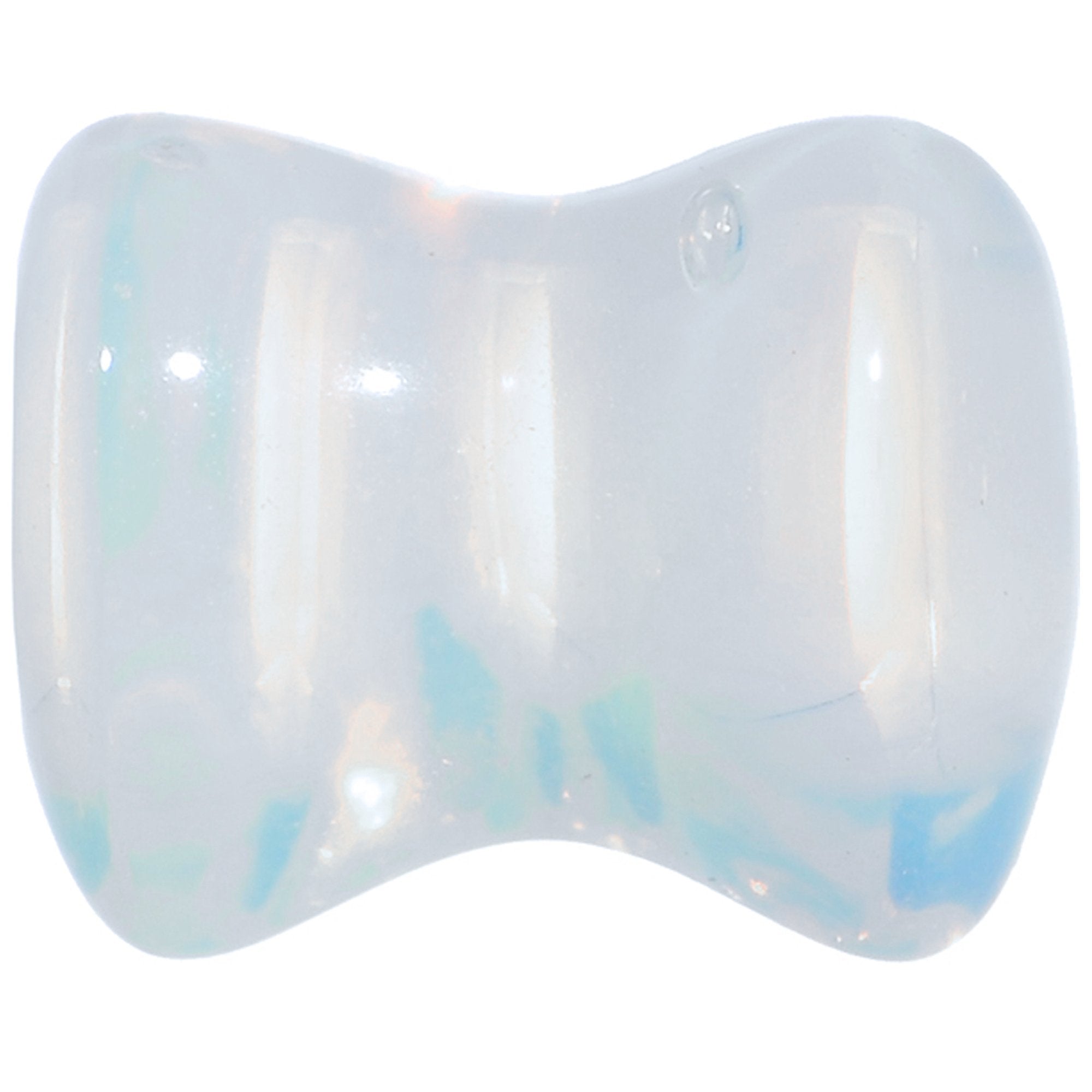 0G Natural Opalite Semi Precious Stone Heart Saddle Plug Set