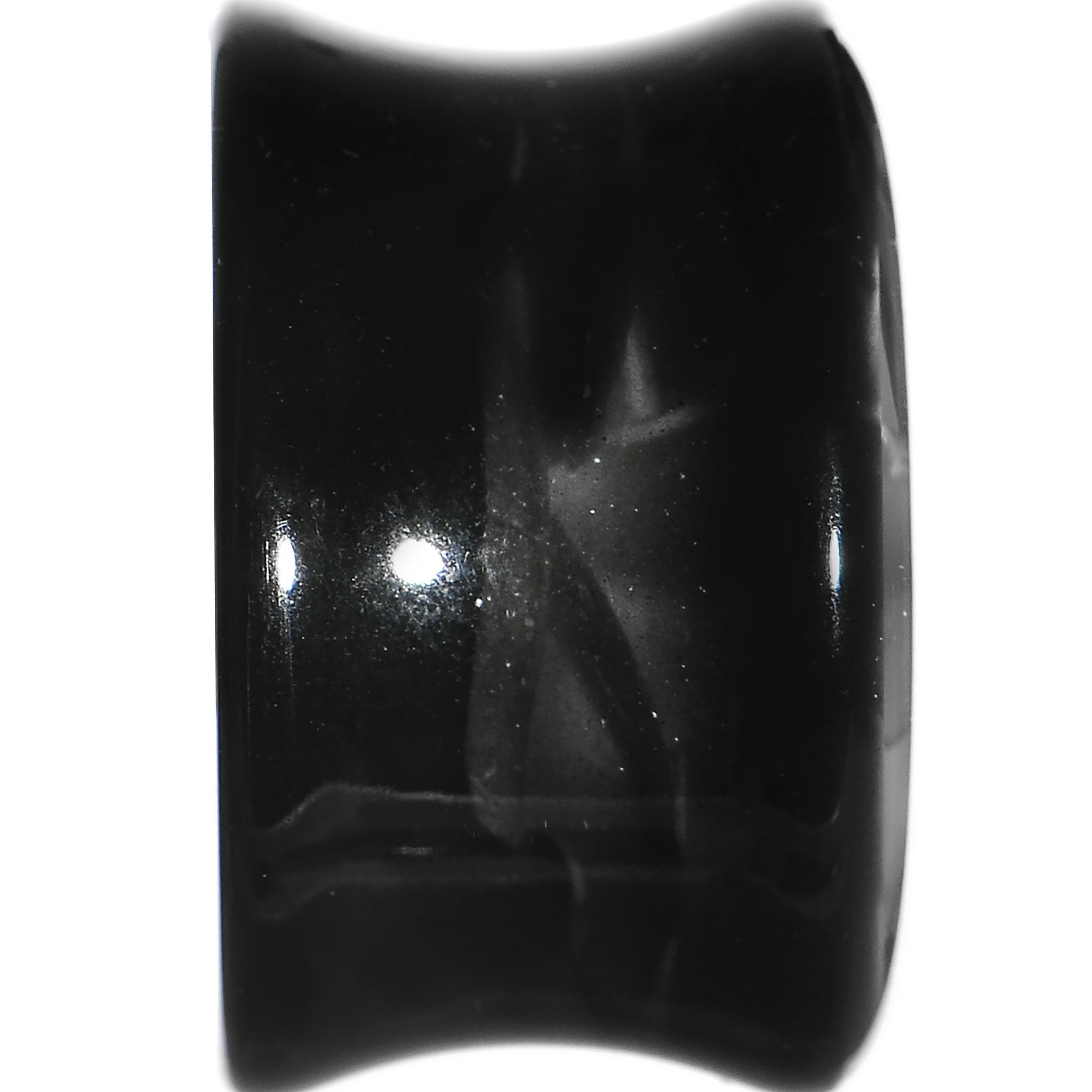 18mm Black Acrylic Silver Metallic Rose Flower Plug