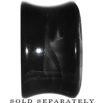 18mm Black Acrylic Silver Metallic Rose Flower Plug