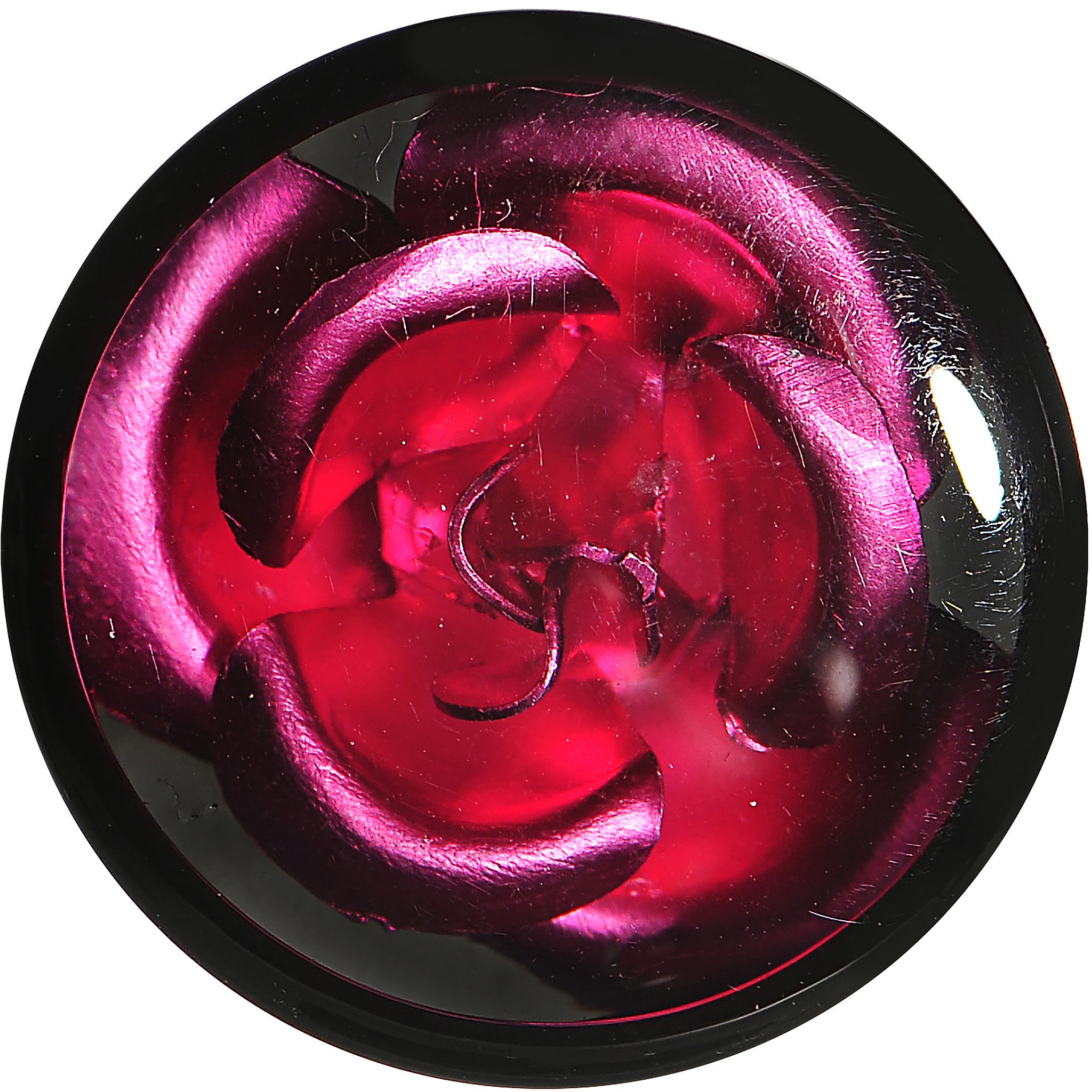 18mm Black Acrylic Pink Metallic Rose Flower Plug