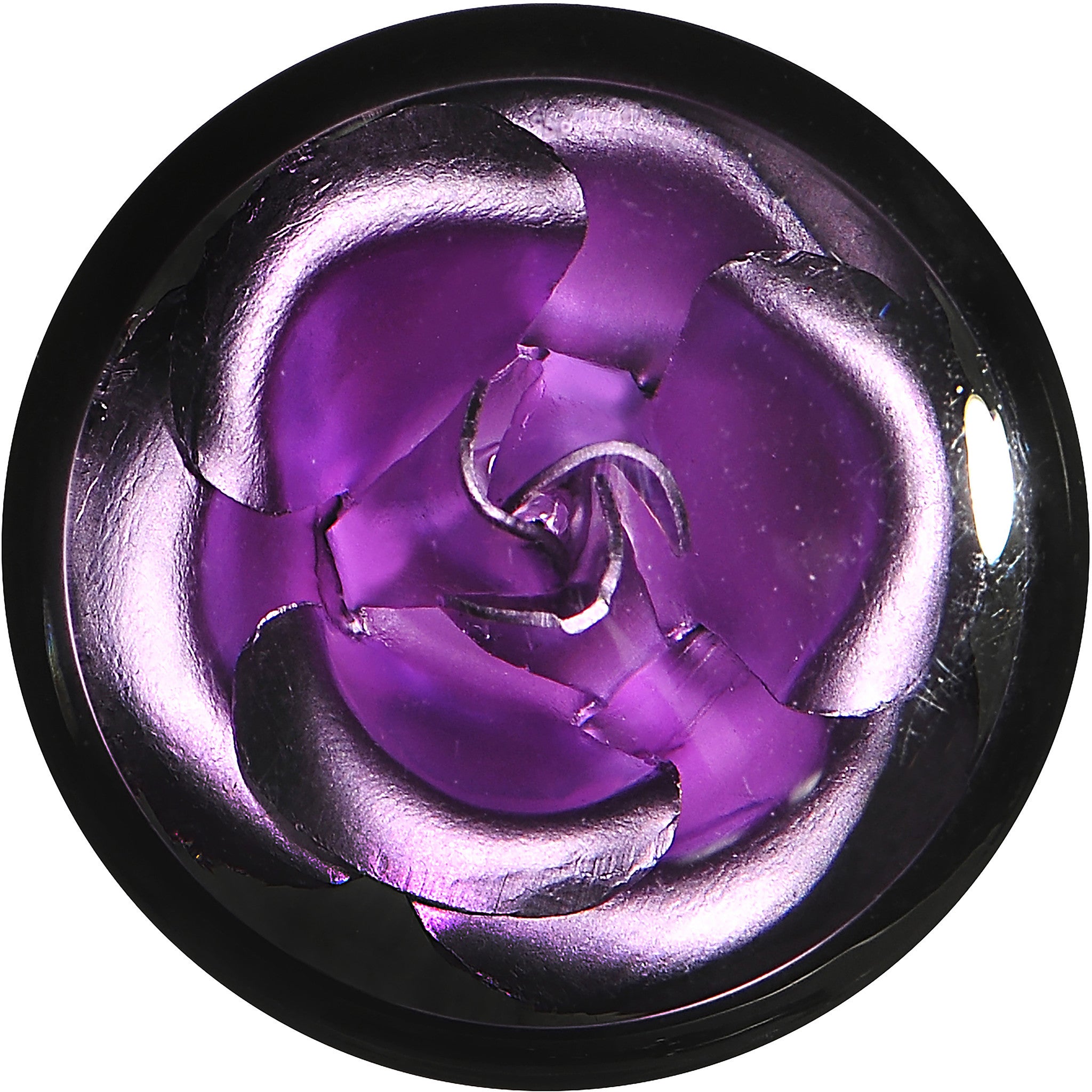 18mm Black Acrylic Purple Metallic Rose Flower Plug
