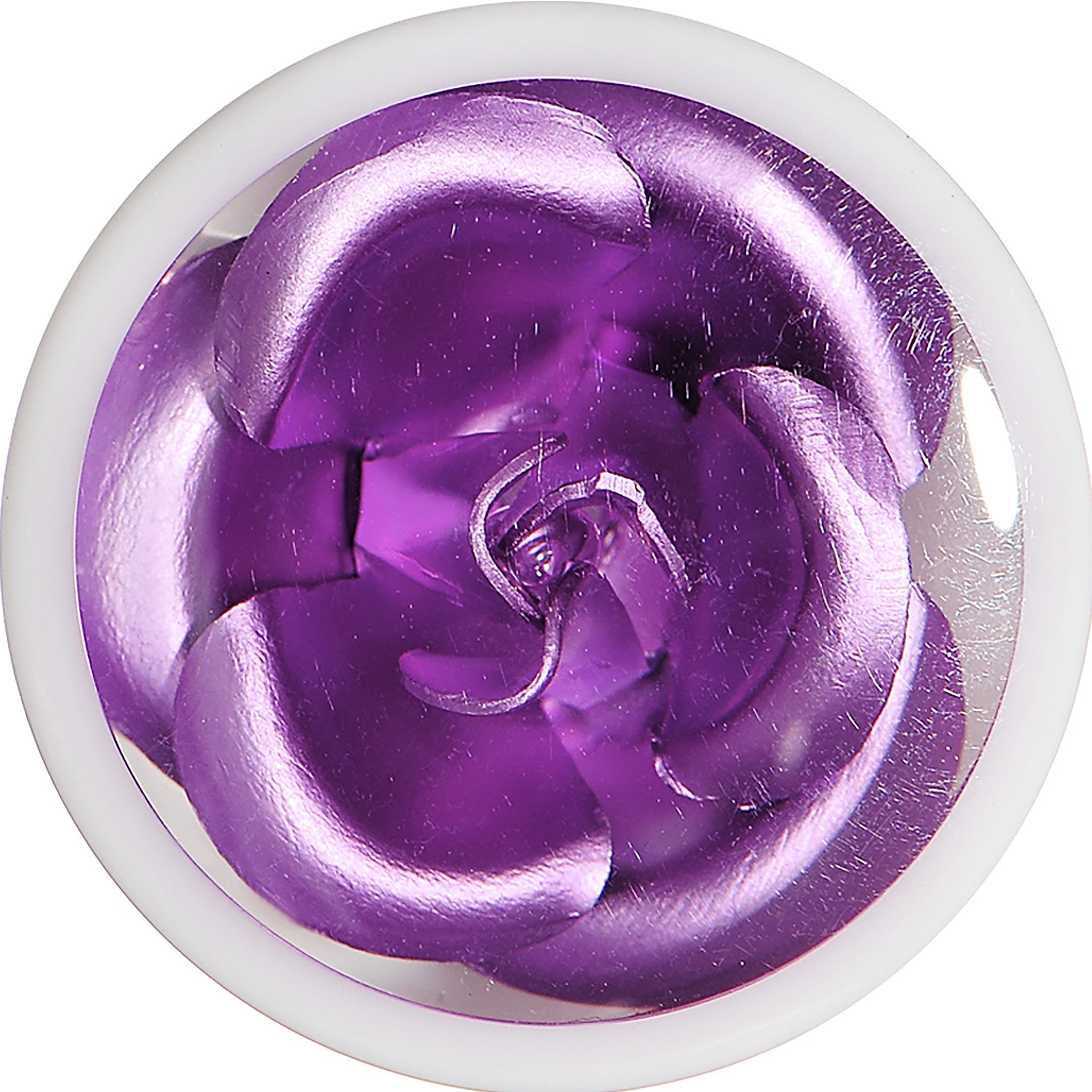 1/2 White Acrylic Purple Metallic Rose Flower Plug