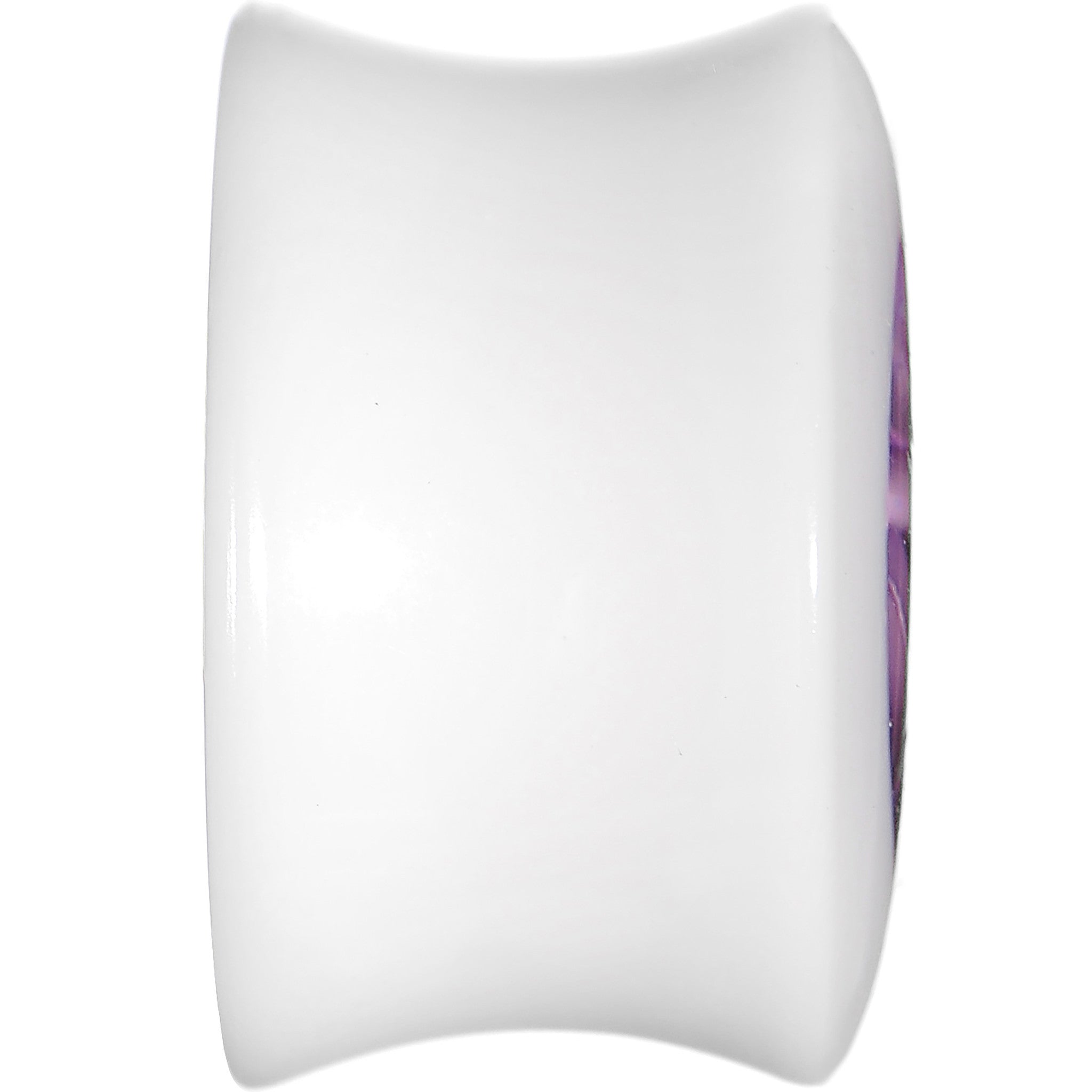 5/8 White Acrylic Purple Metallic Rose Flower Plug