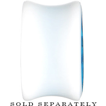 18mm White Acrylic Aqua Metallic Rose Flower Plug