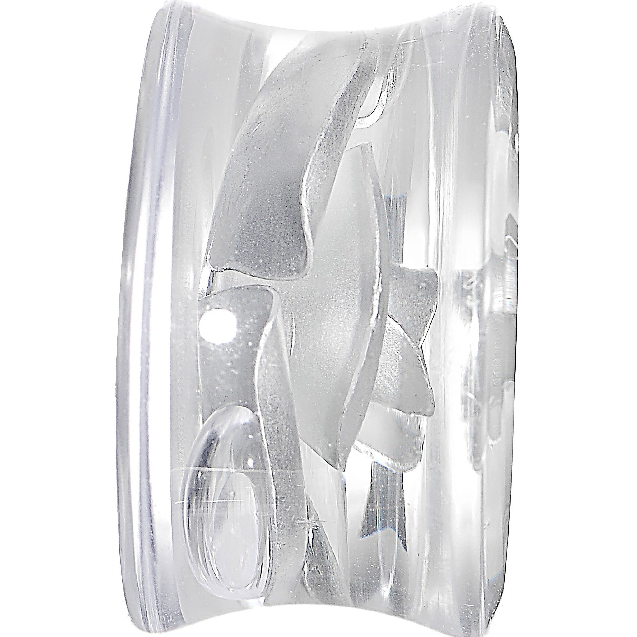 18mm Clear Acrylic Floating Silver Metallic Rose Flower Plug