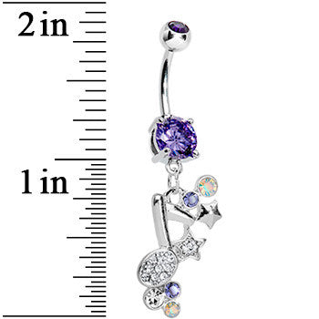Tanzanite Bling Rock star Music Note Belly Button Ring