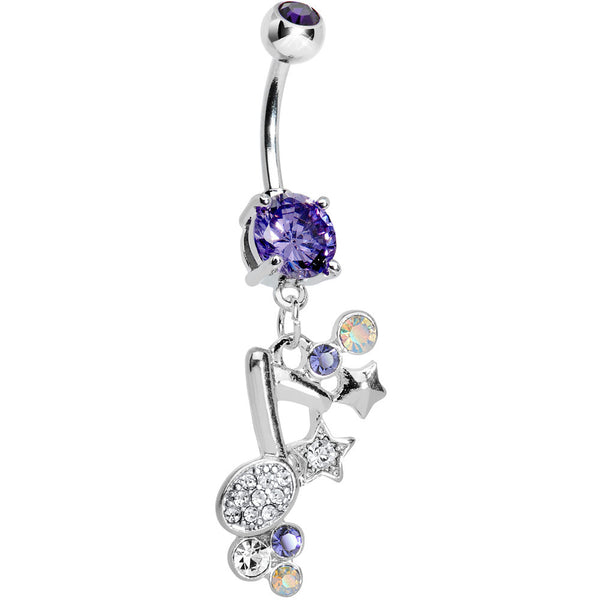 Tanzanite Bling Rock star Music Note Belly Button Ring