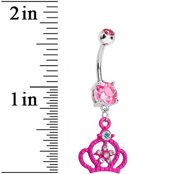 Pink Gem Princess Crown Belly Button Ring