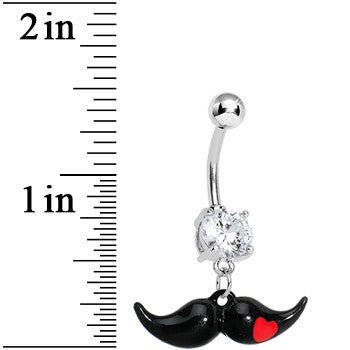 Red Heart Love Mustache Belly Ring