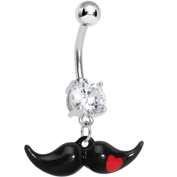 Red Heart Love Mustache Belly Ring
