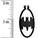 Black Matte Logo Batman Hoop Earrings