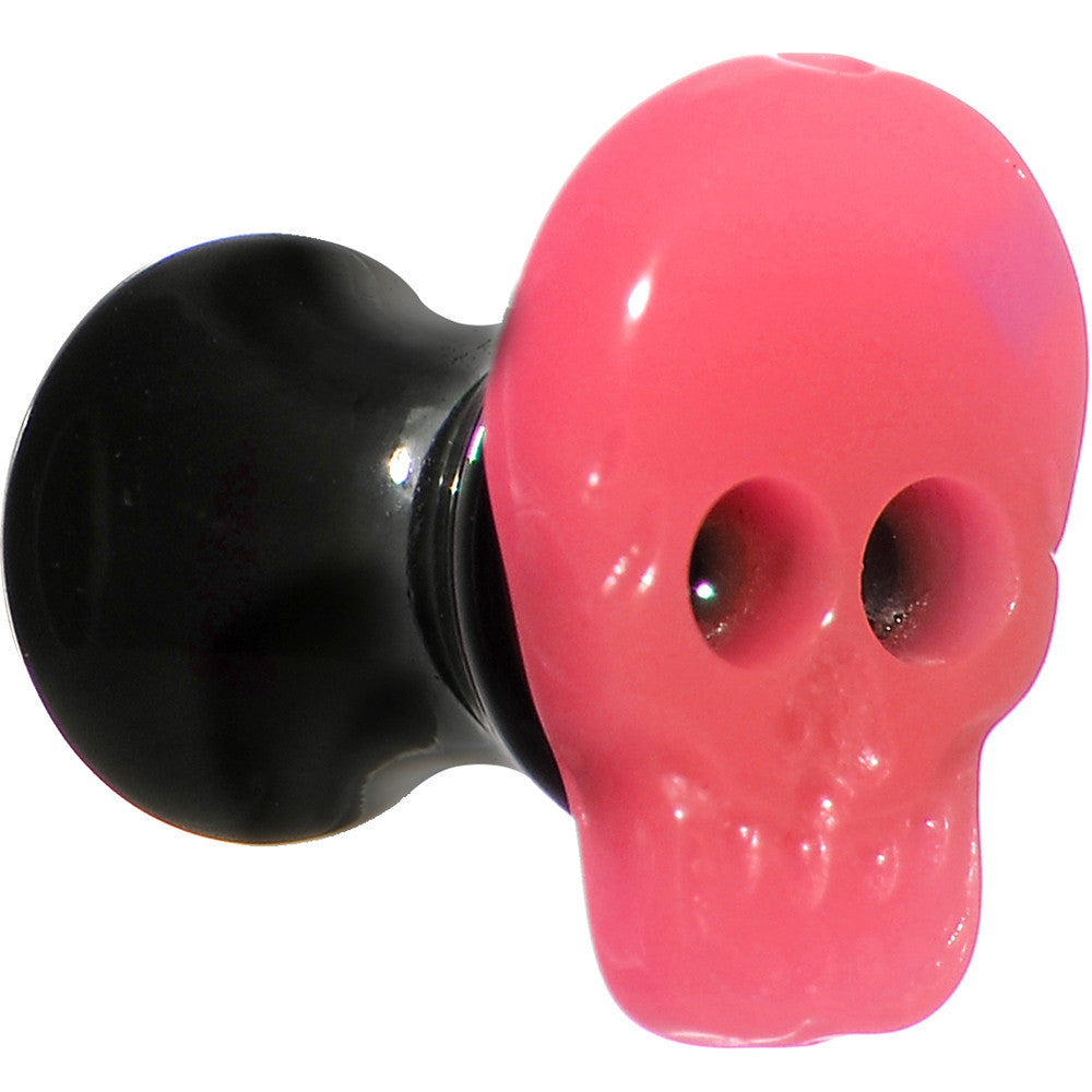 4G Acrylic Neon Pink Skull Saddle Plug