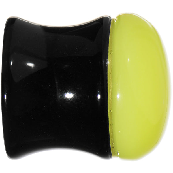 1/2 Black Neon Yellow Acrylic Saddle Plug