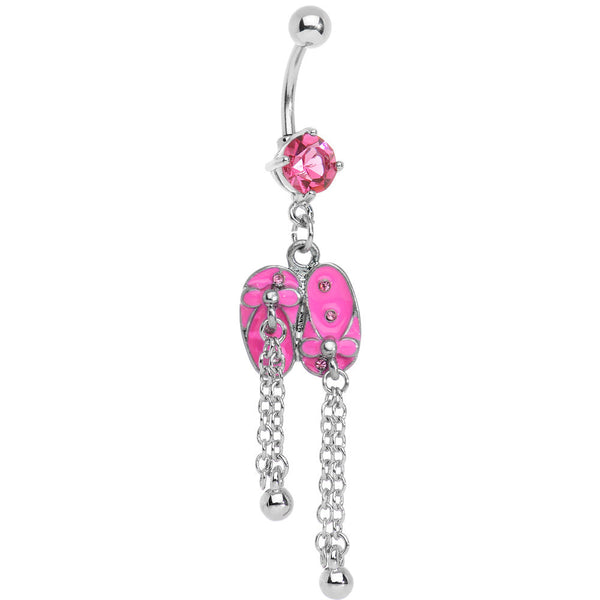 Pink Gem Pink Beach Sandals Chain Dangle Belly Ring