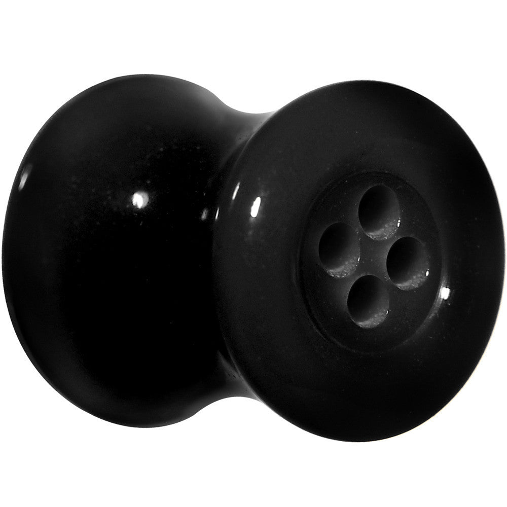 0 Gauge Acrylic Black Button Saddle Plug