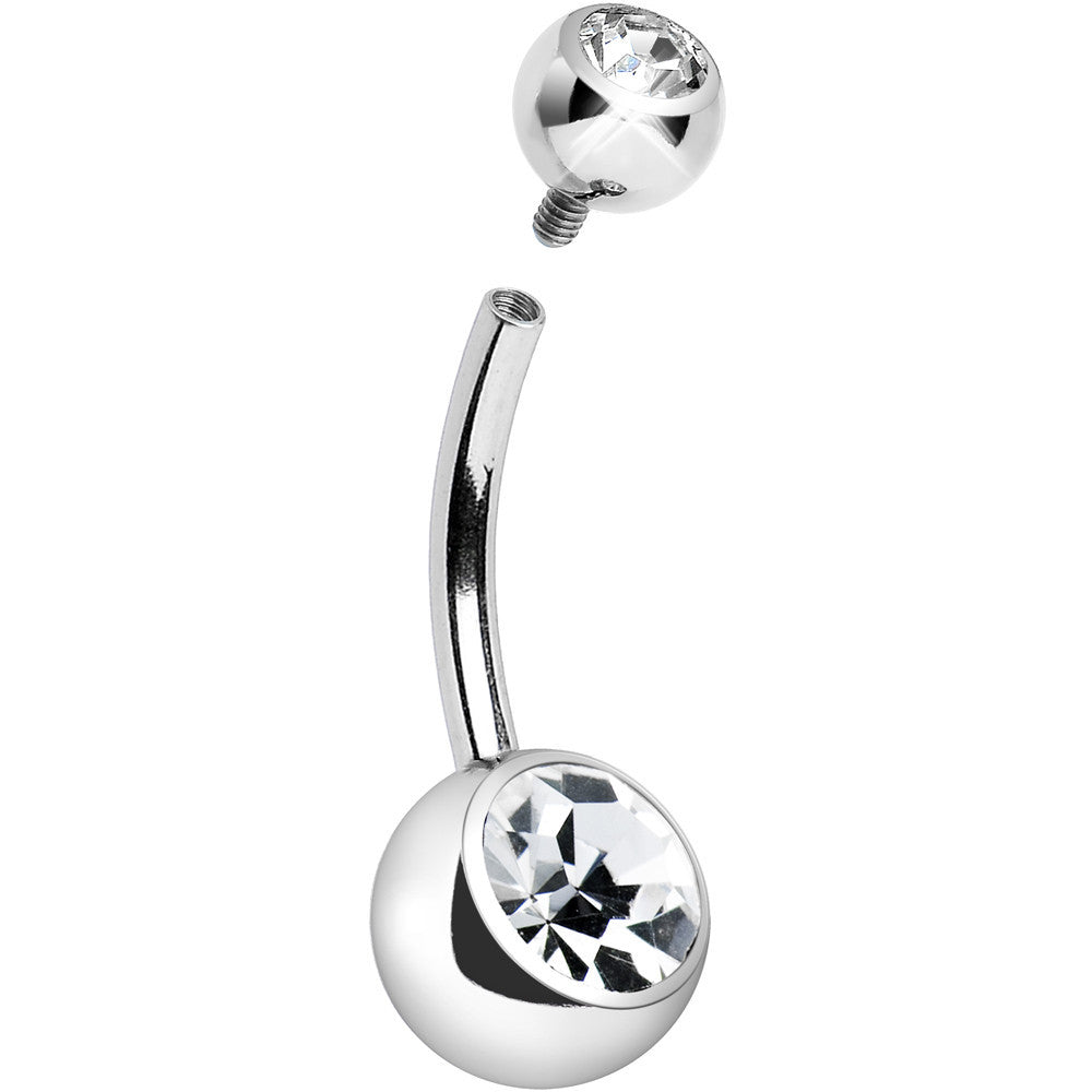 Internally Threaded Clear Double Gem Belly Ring 10mm