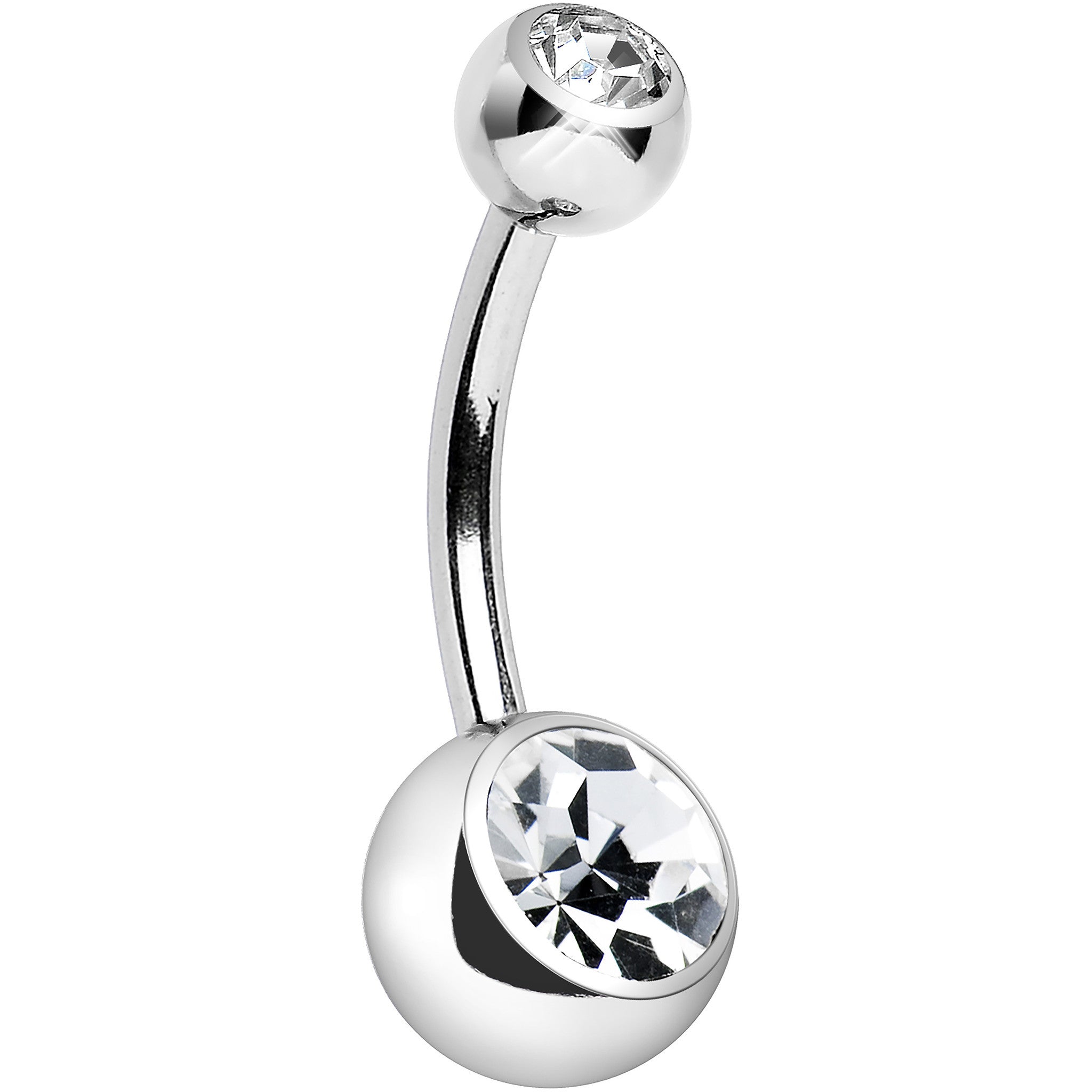 Internally Threaded Clear Double Gem Belly Ring 10mm