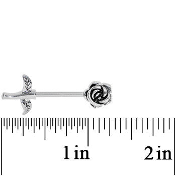 14 Gauge 5/8 Sprouting Rose Flower Barbell Nipple Ring Set