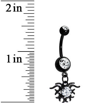 Black Clear Gem Wicked Thorns Dangle Belly Ring