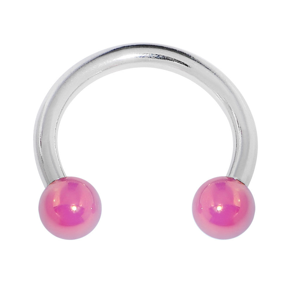 16G 5/16 Metallic Pink Horseshoe Circular Barbell
