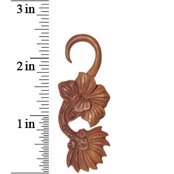 8G Organic Sabo Wood Art Nouveau Flower Hanger Plug Set