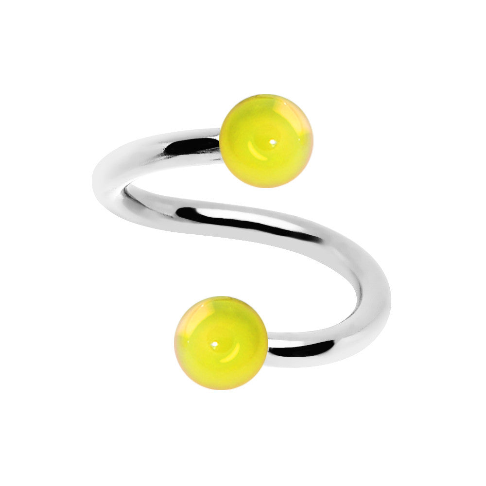 16G 5/16 Iridescent Yellow Acrylic Ball Spiral Twister