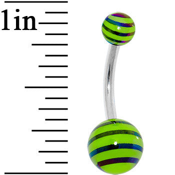 Green and Black Acrylic Striped Belly Ring