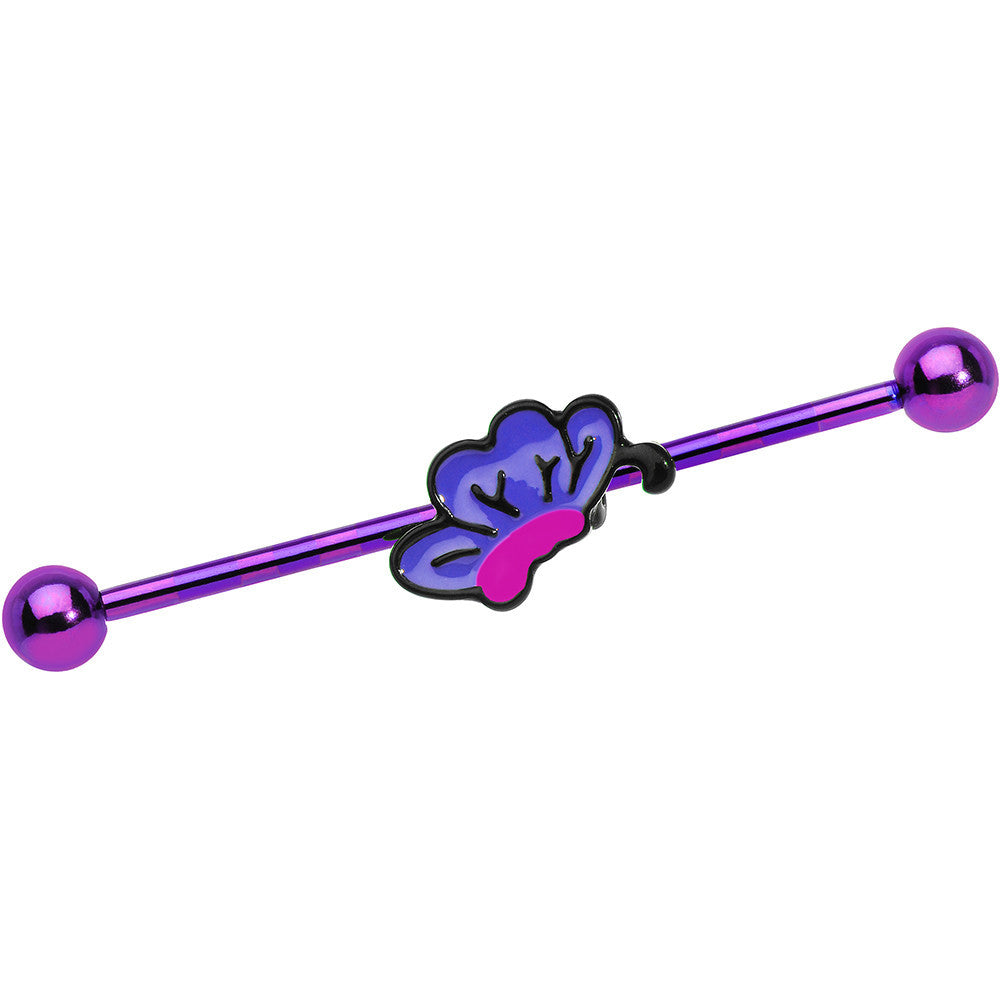 Purple Anodized Titanium Purple Fluttering Butterfly Industrial Barbell