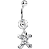 Clear Gem Letter X Initial Dangle Belly Ring